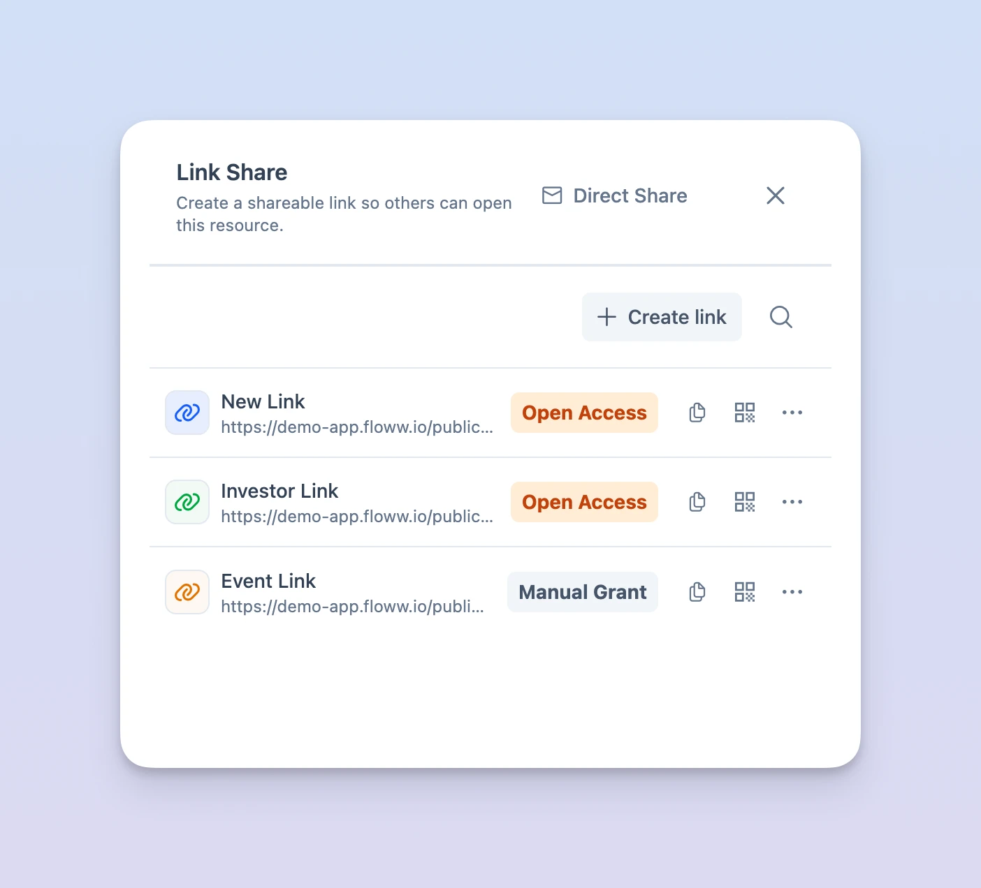 Shareable links with access controls