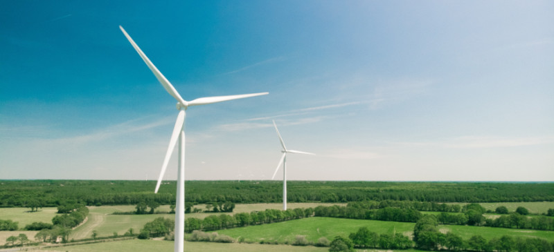 Wind turbines representing environmental factors