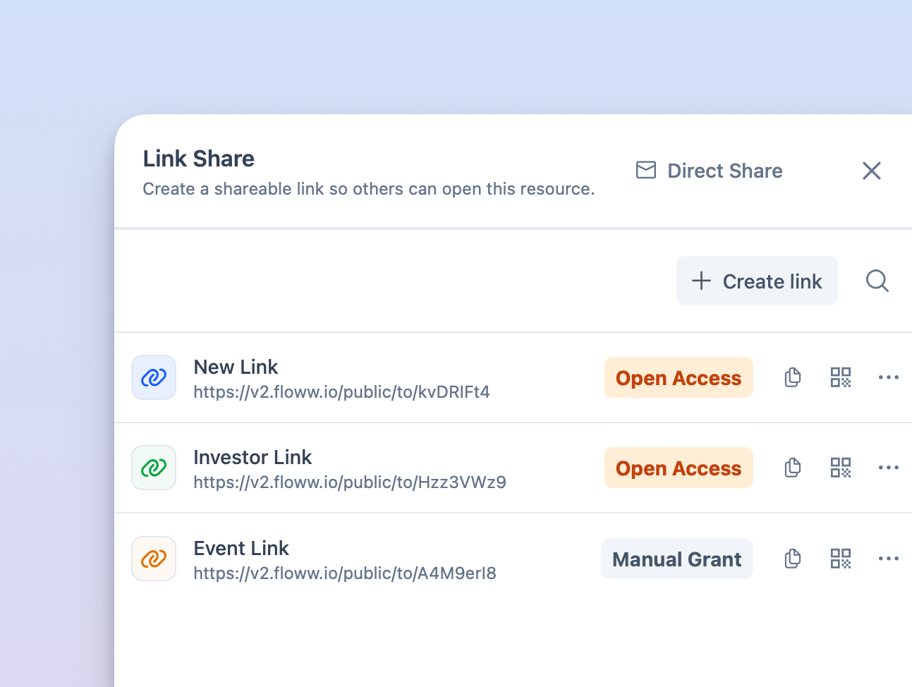 Link sharing and access control